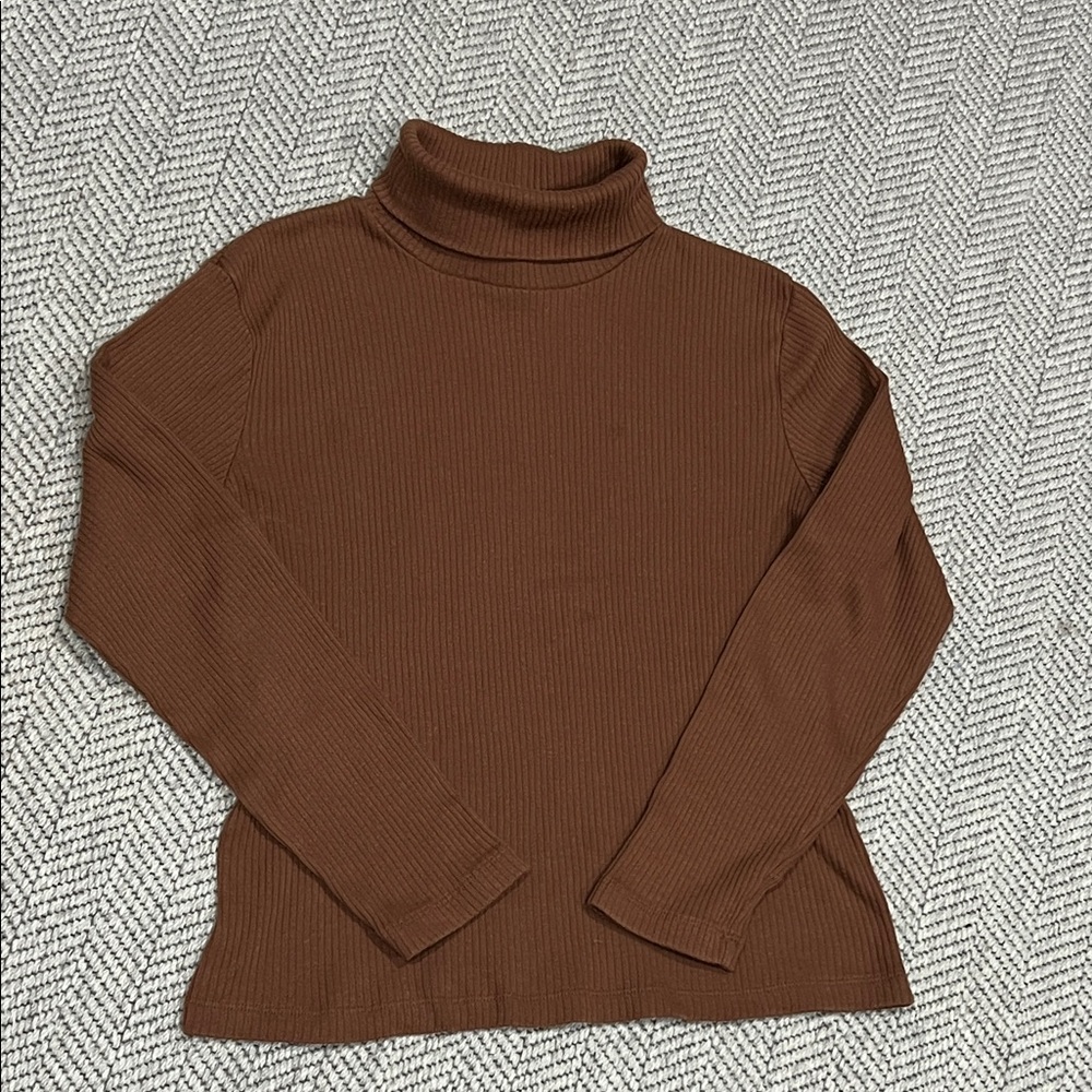Samantha Stuart Brown Ribbed Turtleneck long sleeve shirt
